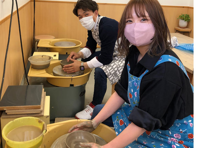 仲良くマイお茶碗作り^ - ^_さくら窯陶芸教室