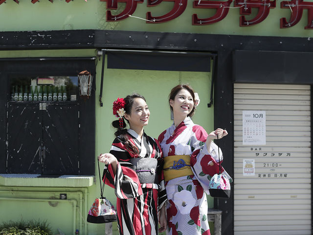 京浴衣でレトロな街並みをお散歩♪_Oguri Kimono Salon
