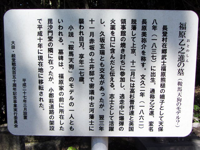 福原乙之進の墓(伝:鞍馬天狗)