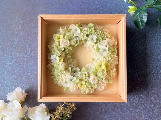 あんこのお花のリース_お花絞り HANASAIKA