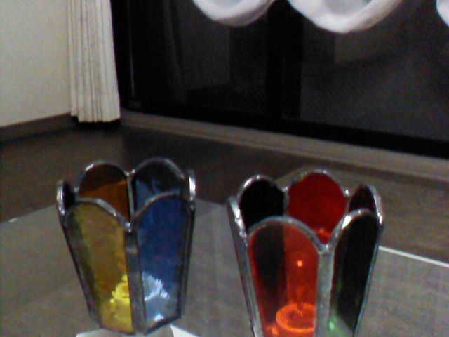 同じ物を二人で作ったので、色違いにしてみました。_ステンドグラス工房 Glass in