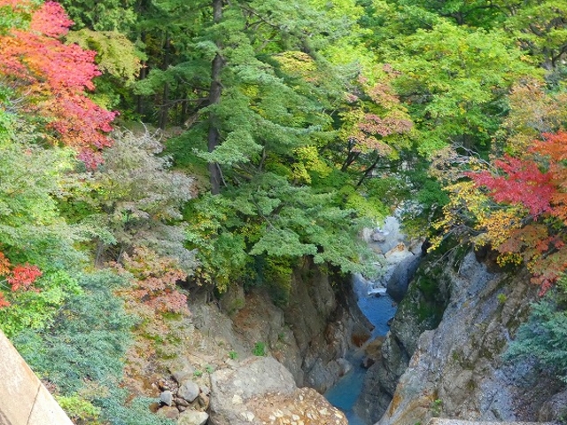 山形県・姥湯温泉・桝形屋(吊り橋より)_姥湯温泉