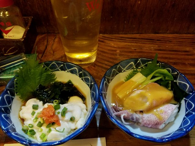 お通しと白子ポン酢_居酒屋 乃美家
