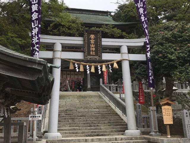 坂道を登った後の鳥居。ここからさらに石段です。_金華山
