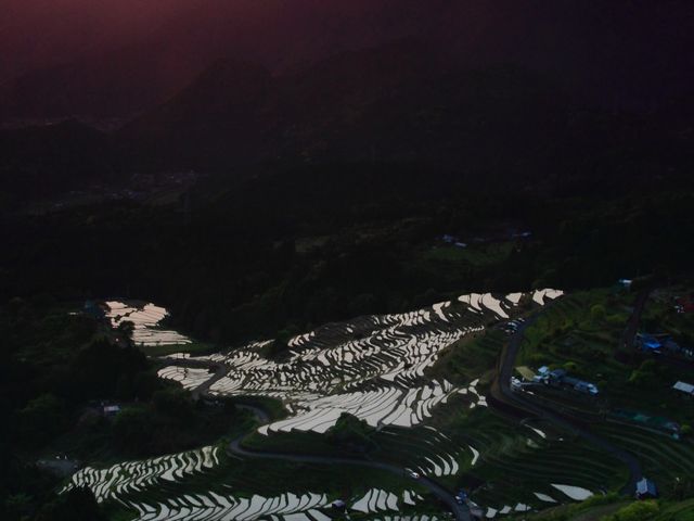 春の夕景1_丸山千枚田