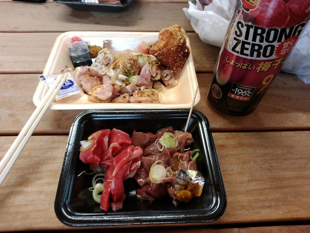 竹やぶの唐揚げ 肝刺し ズリ刺し_慈恩の滝