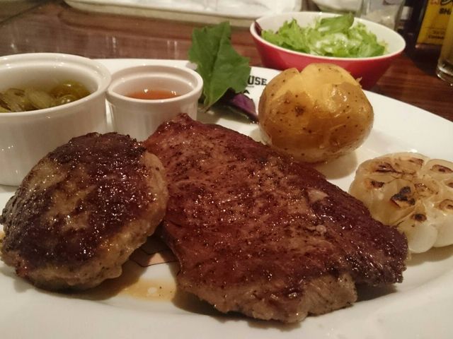 リブロースコンボ、ハンバーグ共に美味しかった!_STEAKHOUSE NAKAMA ステーキハウス ナカマ