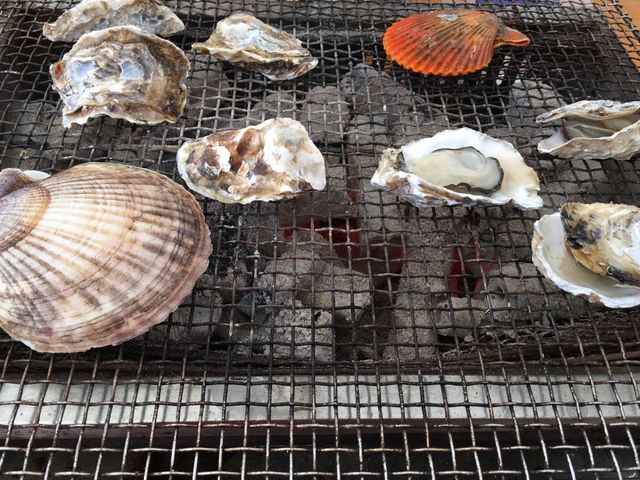 新鮮な糸島牡蠣にホタテやヒオウギ貝も一緒に☆_牡蠣小屋大黒丸