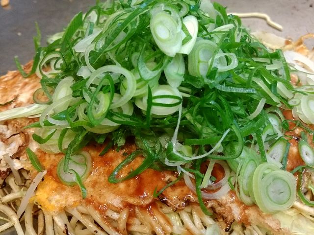 お好み焼き、ネギトッピング_来風