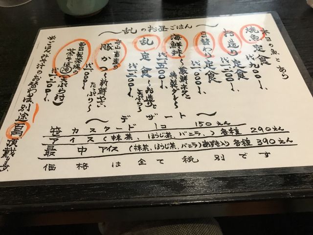 メニュー_居酒屋乱