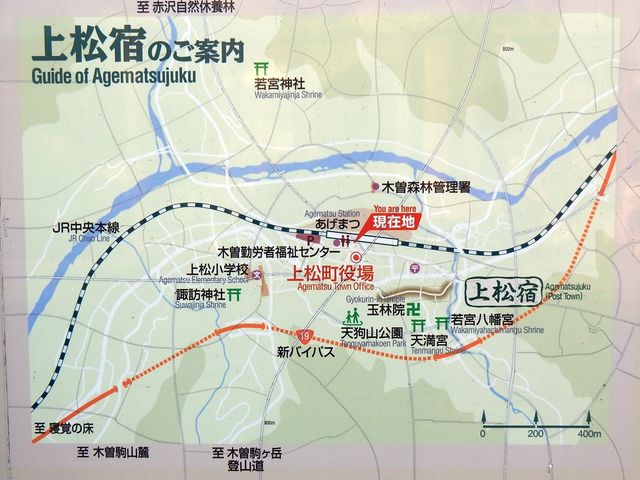 上松駅前の「上松宿」の案内_中山道