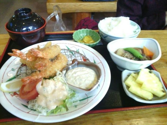 レストランのエビフライ定食_荒尾温泉 ドリームの湯