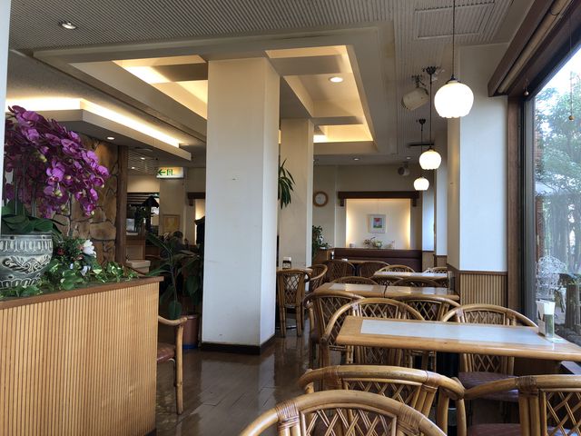 店内一番奥から。大きな窓に沿った座席で、自然光や緑も楽しめます。_モンタナ 読売ランド前