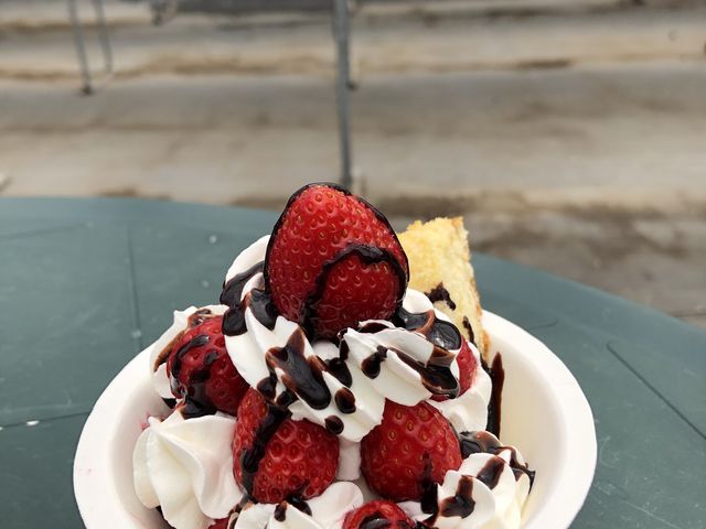 練乳、スポンジ、ホイップクリーム、チョコソース、アイス、ドリンクも無料なのが嬉しい!_ストロベリーフィールド
