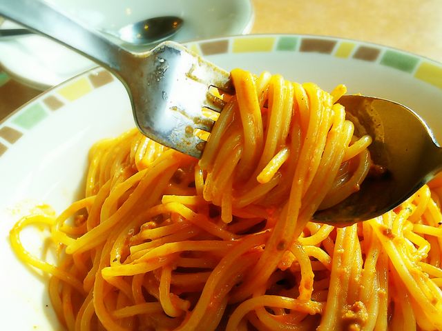 パスタをくるくる、いただきまーす。_サイゼリヤ 竹の塚店