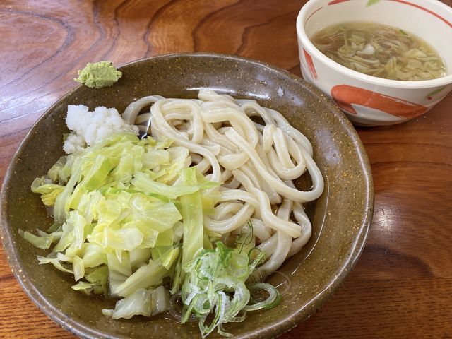 冷やしうどん 温かいスープ付き_麺許皆伝