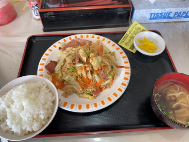 日替りランチのふーチャンプル定食_本家 亀そば うん玉店