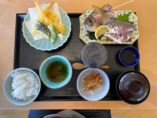 活アジ刺身&天ぷら膳_レストラン「海香亭」
