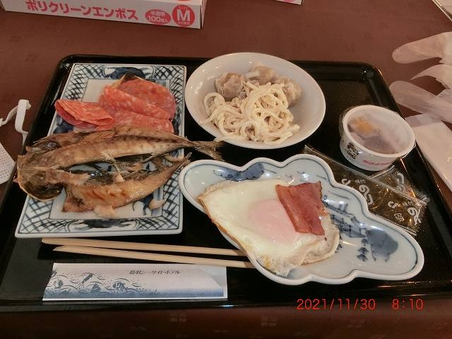 朝食バイキングはアジの干物ががおいしい。_鳥羽シーサイドホテル