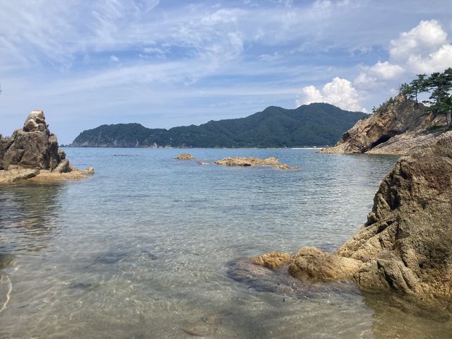 カヤックを降りて海水浴をした場所です。_鳥取県自然体験塾