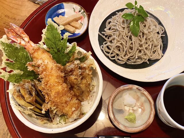 十割蕎麦と海老天丼_そば処明日葉