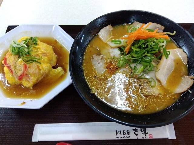 味噌チャーシューとミニ天津飯セット。_1968古潭 ビバモール寝屋川店