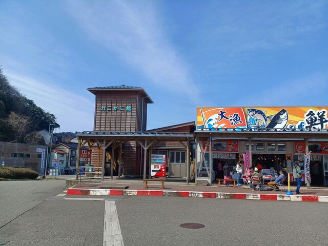 かにかに館の中、 カウンター席や テーブル席は、 購入したカニの山盛り と皆さん無言で格闘中でした!_マリンドリーム能生