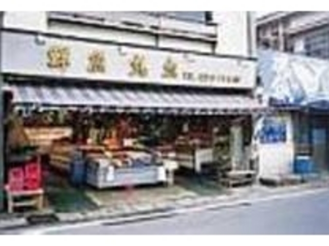 商店街の一角に立つので通りすぎないように_丸太商店