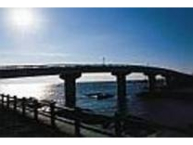 太陽が昇り、橋の美しさが一段と増す_南房千倉大橋