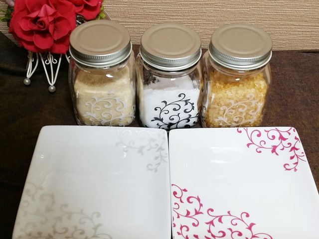 人気のアラベスクでプレートとソルト&シュガー入れ☆_ポーセラーツサロンMy Favorite