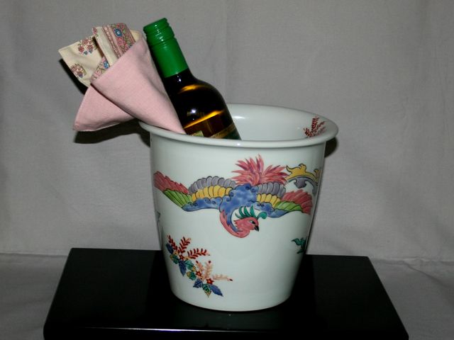 鳳凰文ワインクーラー_赤絵白磁硯処 雪月花