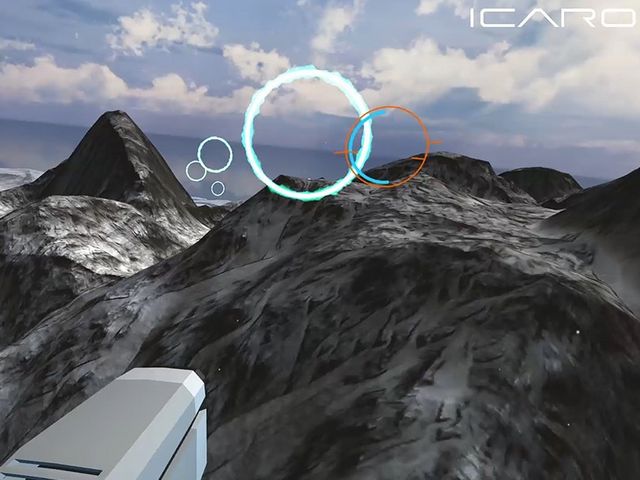 初心者〜上級者向け VR画面_VRフィットネスマシーン「イカロス」 ホテル日航アリビラ リラクゼーションプール内
