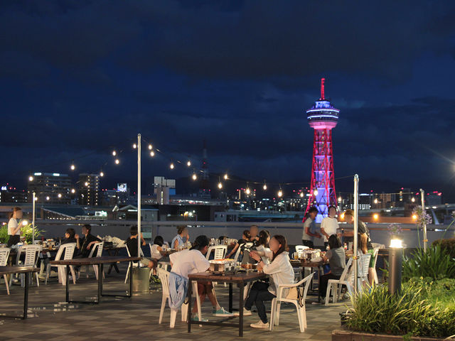 博多港を一望できる夜景もハーバービレッジビアガーデンのおすすめです!_ハーバービレッジ
