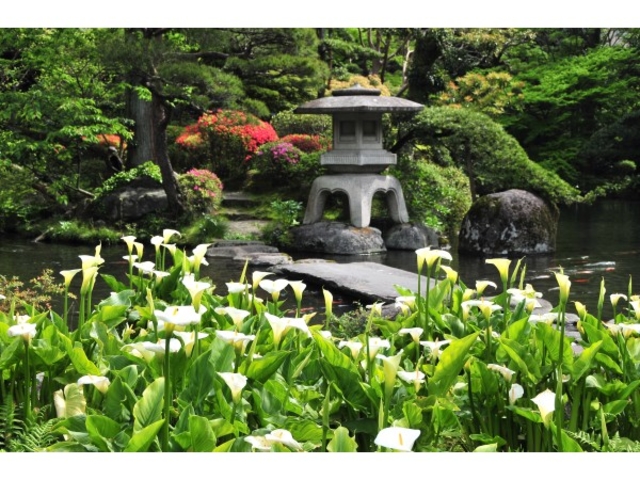 山月園内 灯篭_吉池旅館