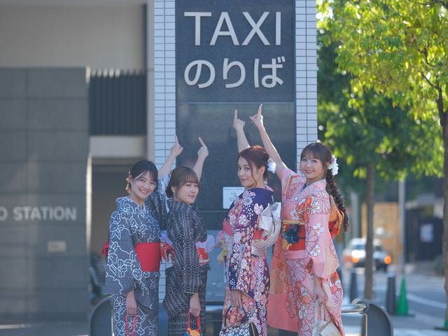 タクシー乗り場、店舗隣接で便利!_着物レンタルmimosa 京都駅八条口店 produced by MKタクシー