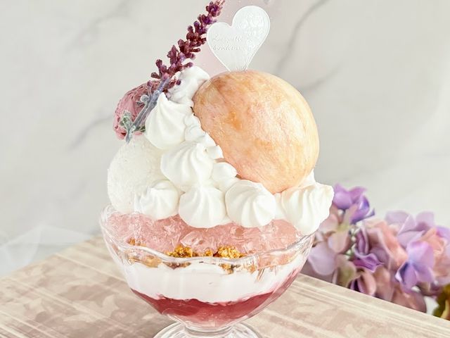 「贅沢桃パルフェ」WS作品 あべのキューズモールABCクラフト様_fake garden himeji