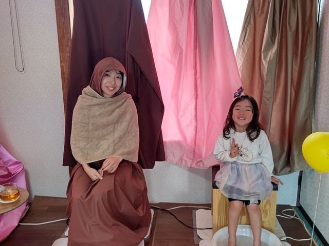 お席がある場合はお子様の足湯も受けていただくことができますお子様連れ大歓迎です_Fairy 出張よもぎ蒸し 南アルプス店.富士五胡店