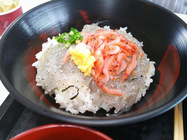 10月に食べた生しらすと桜えび丼_田子の浦港 漁協食堂