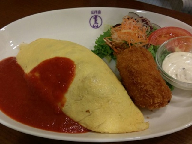 オムライスとカニクリームコロッケ_洋食や 三代目 たいめいけん