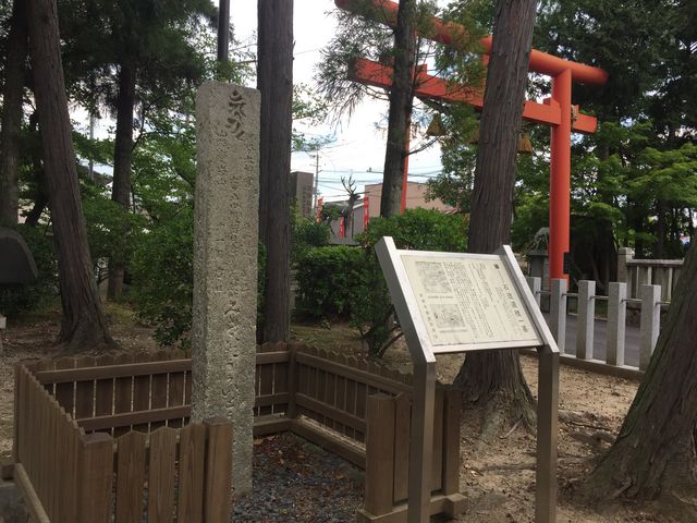 ここです!_県内最古の道標(立木神社境内)