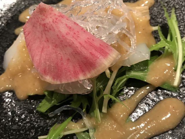 アオリイカと白葱のぬた和え_うまいもん屋 櫻