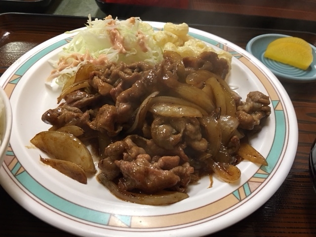 豚肉の生姜焼き定食_三笠久米店