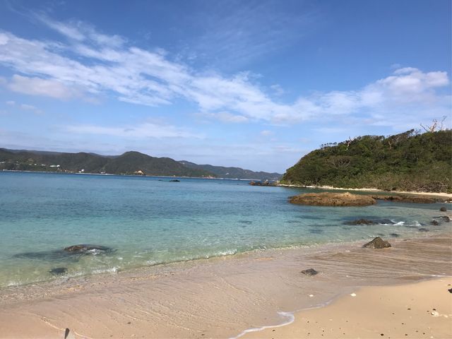 シュノーケリングする場所までシーカヤックで片道2km強漕いでついた対岸の島_エンドレスブルー奄美大島