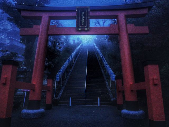 濃霧の鳥居_高良大社