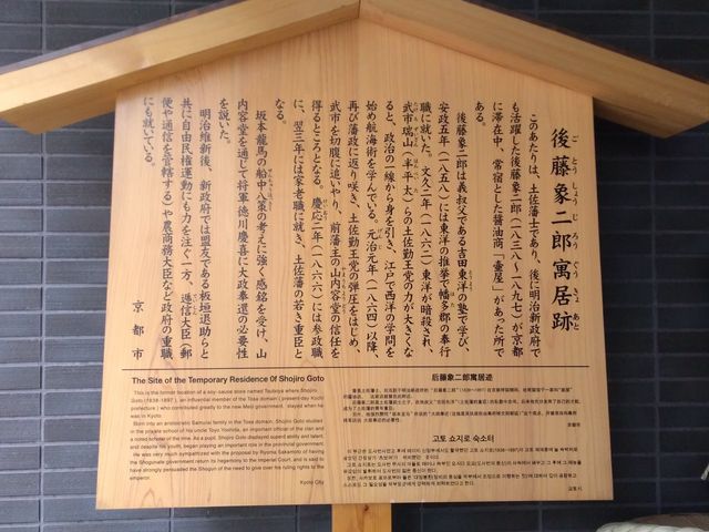 真新しい説明文_後藤象二郎寓居跡記念ギャラリー