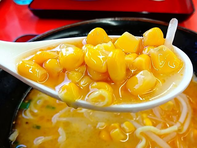 つぶつぶのコーン。_くるまやラーメン鹿浜店