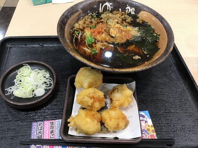 温蕎麦。 帆立は別皿盛りでした。_ゆで太郎・前橋文京店