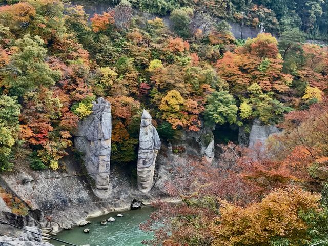 夫婦岩と紅葉_夫婦岩
