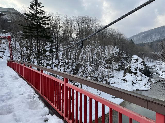 雪景色の吊り橋
中々の絶景です_ぬくもりの宿ふる川