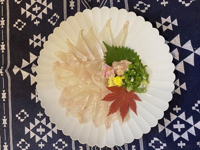 カワハギの薄造り_旬彩 黒丸 くろまる 鹿児島宇宿店
